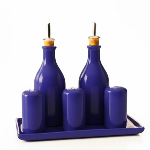 Galheteiro Gourmet 6 Peças em Cerâmica Elegância e Organização para Sua Mesa Posta,bandeja e Bico do