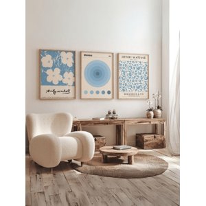 Kit 3 Quadros Decorativos Bauhaus Matisse Azul