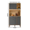 Ver imagem 4 de Armário para Cozinha Pequena 4 Portas 1 Gaveta 90 Cm Freijó Cinza Erva Doce Nicioli