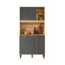 Ver imagem 2 de Armário para Cozinha Pequena 4 Portas 1 Gaveta 90 Cm Freijó Cinza Erva Doce Nicioli