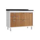 Ver imagem 1 de Gabinete de Cozinha 114cm 2 Portas 3 Gaveta Armário 100% MDF:Branco/Freijó