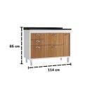 Ver imagem 5 de Gabinete de Cozinha 114cm 2 Portas 3 Gaveta Armário 100% MDF:Branco/Freijó