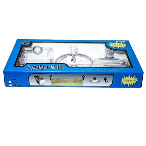Kit Acessórios para Banheiro Cromado - Porta Toalhas - Linha Iris 5 Peças - Najalar - Ficone & Reis