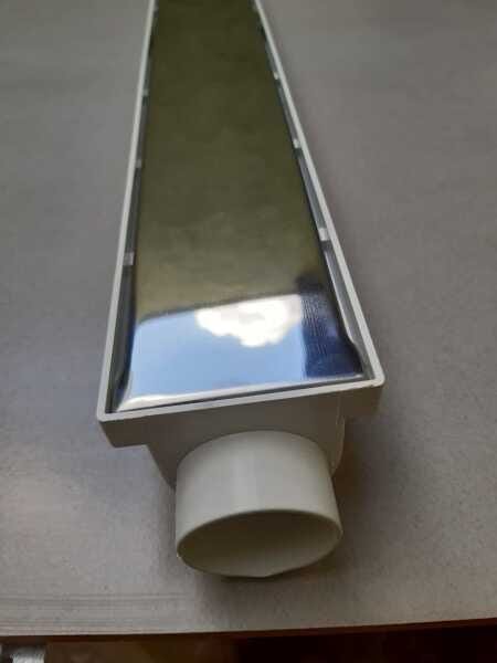 Ralo Linear 6x50 modelo Grelha Inox Cega Polida e Coletor Branco - Ficone Reis - 2