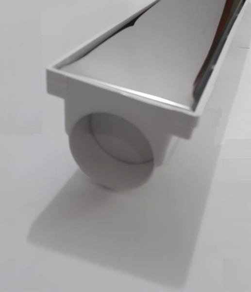Ralo Linear 6x50 modelo Grelha Inox Cega Polida e Coletor Branco - Ficone Reis - 8