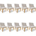Ver imagem 1 de Kit 10 Cadeiras Estofadas para Sala de Jantar Base Fixa de Madeira Castanho Lia Veludo Cinza - Ibiza