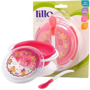 Conjunto Mágico Tigela e Colher Bebê com Ventosas Antiderrapantes Termometro +6 Meses Lillo