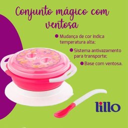 Conjunto Mágico Tigela e Colher Bebê com Ventosas Antiderrapantes Termometro +6 Meses Lillo - 3