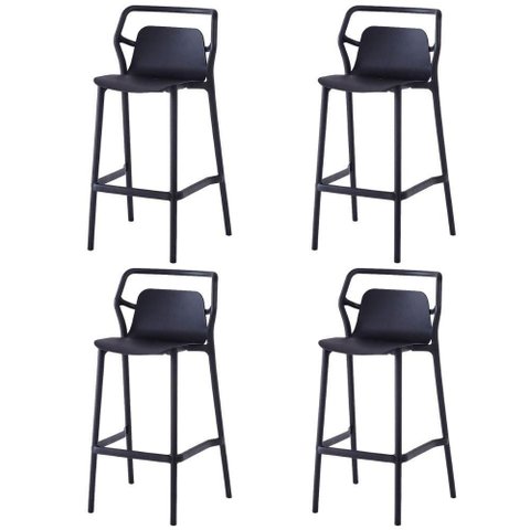 Kit 4 Banquetas Altas Empilhável Enjoy Rivatti 105 Cm (altura) em Pp Cor Preto com Proteção Uv