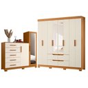 Ver imagem 1 de Guarda Roupa Casal com Cômoda New Master 8 Portas de Bater 4 Gavetas MDP Cinamomo Off White