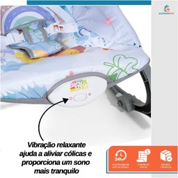 Cadeira de Descanso Bebê Balanço Cinza até 18kg Suave Vibração Relaxante Cinto de Segurança Mobile B - 5
