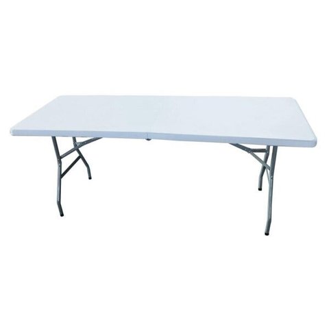 Mesa Dobrável Importway para Camping Vira Maleta 180 x 74.5 cm Branco