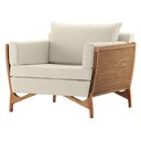 Ver imagem 1 de Poltrona com Braço Cutiê Linho Bege Madeira Cedro Corda Fita Poliéster