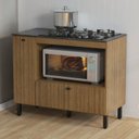 Ver imagem 1 de Balcão de Cozinha BL3316 para Cooktop 5 Bocas 99cm 2 Portas Marrom/Amêndoa/Lunar