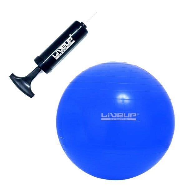 Bola Suíça 65 CM para Pilates Azul com Bomba Manual de Inflar - LIVEUP - 1