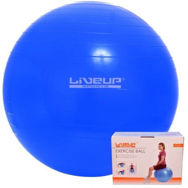 Bola Suíça 65 CM para Pilates Azul com Bomba Manual de Inflar - LIVEUP - 2