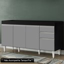 Ver imagem 3 de Balcão Gabinete Para Pia 150cm sem Tampo 4 Portas 2 Gavetas Marrocos Preto/Cinza - Lumil