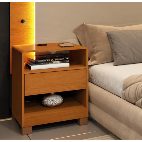 Mesa de Cabeceira Espanha com Entrada USB - Cinamomo - Tcil