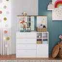 Ver imagem 1 de Cômoda Infantil 4 Gavetas 89cm com Porta Espelho e Nichos Cor:branco