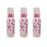 Kit 3 Mamadeiras Petita Linha Anplas 240 Ml Bico Redondo em Pvc Cor: Rosa Estampada - 1