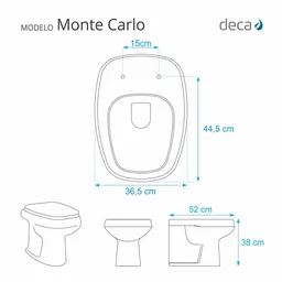 Assento Sanitário Almofadado com Amortecedor Monte Carlo Branco para Vaso Deca - 3