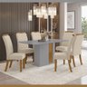 Kit Conjunto Mesa Bruna 160 cm Cinza 6 Cadeiras Sala de Jantar Cozinha MDF Madeira Cinza Bege Claro - 1