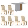 Kit Conjunto Mesa Bruna 160 cm Cinza 6 Cadeiras Sala de Jantar Cozinha MDF Madeira Cinza Bege Claro - 2