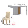 Kit Conjunto Mesa Bruna 160 cm Cinza 6 Cadeiras Sala de Jantar Cozinha MDF Madeira Cinza Bege Claro - 3