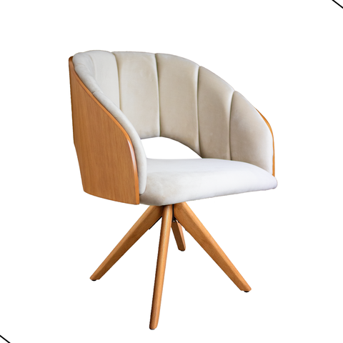 Cadeira Poltrona Sala Jantar Nicole Pés Giratórios Madeira