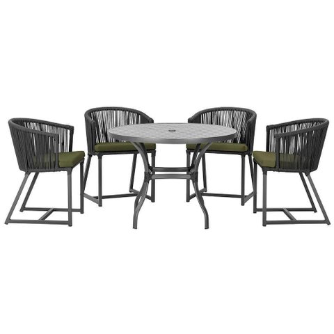 Mesa com 4 Cadeiras e Noronha Estofado 13 Trama Original Preto