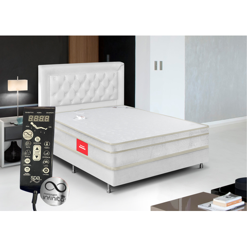 Colchão Queen Nipon Live de Magnético Infravermelho com Vibromassageador e Cromoterapia:Branco