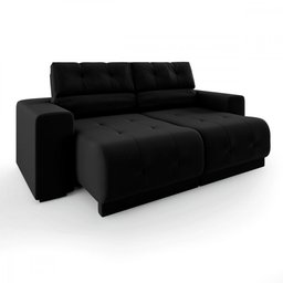 Sofá Retrátil e Reclinável 3 Lugares 3080 Veludo Preto Mamflex - 1
