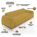 Ver imagem 4 de Sofá 03 Lugares Para Sala de Estar Kiev 210 cm D02 Veludo Mostarda C-260 - Lyam Decor