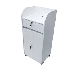 Balcão Multiuso Branco para Loja, Recepção, Café com gaveta e armário: branco - 1