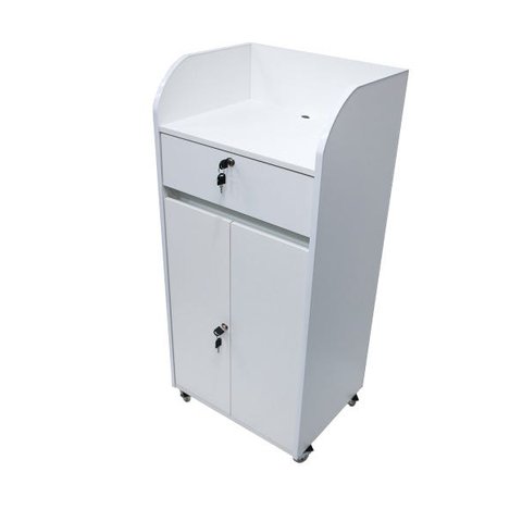 Balcão Multiuso Branco para Loja, Recepção, Café com gaveta e armário: branco