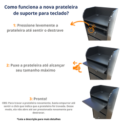 Balcão para Atendimento Pequeno para Computador K com Prateleira para Teclado: Preto - 5