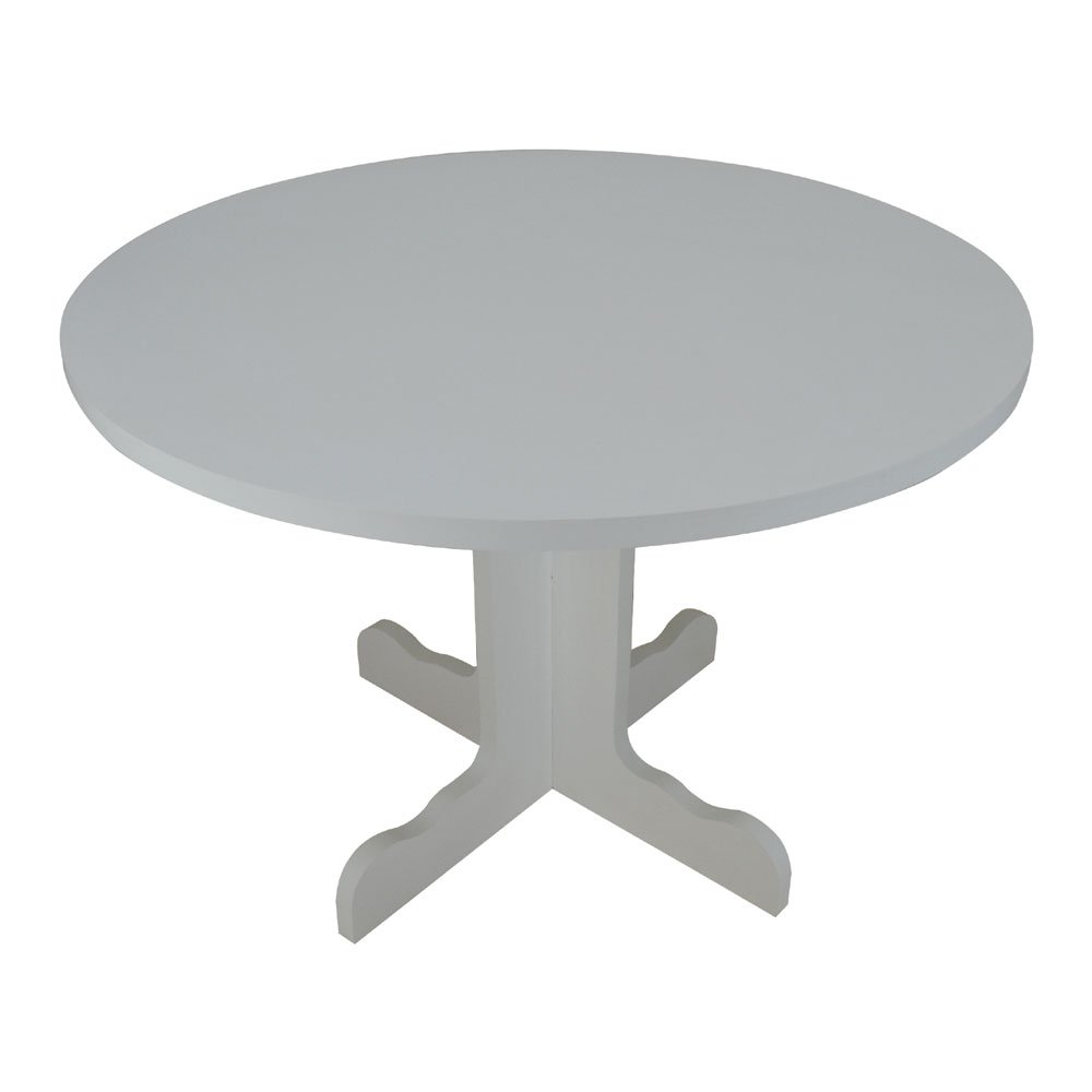 Mesa de Jantar Desmontável Redonda Madeira MDF Branco 78x110x110cm