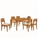 Ver imagem 2 de Conjunto Sala de Jantar Mesa Dublin Tampo em MDF e 6 Cadeiras Cleo Yescasa Marrom/Creme/Marromle