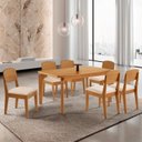 Ver imagem 1 de Conjunto Sala de Jantar Mesa Dublin Tampo em MDF e 6 Cadeiras Cleo Yescasa