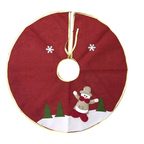 Saia para Árvore de Natal Decorada Rústica Vinho Boneco de Neve 60cm - Master Christmas