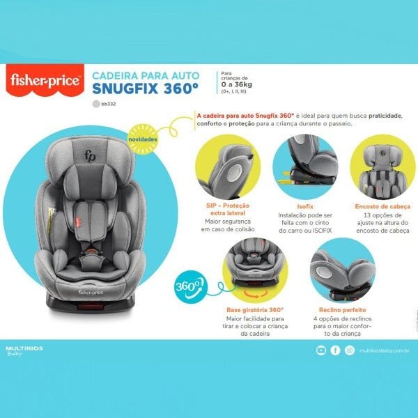 Cadeira Infantil para Auto Isofix Reclinável 360° Grupos 0,1,2,3 A Partir de 0 a 36kg Snug Fix - 10