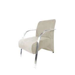 Poltrona Decorativa com Braços de Alumínio - Creme - 1