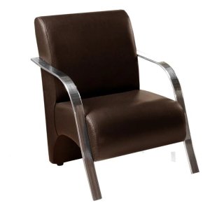 Poltrona Decorativa com Braços de Alumínio - Marrom-corino