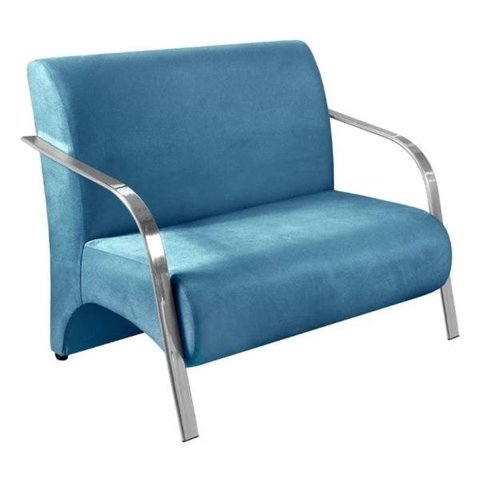 Poltrona Namoradeira 2 Lugares com Braços em Alumínio - Azul Aço