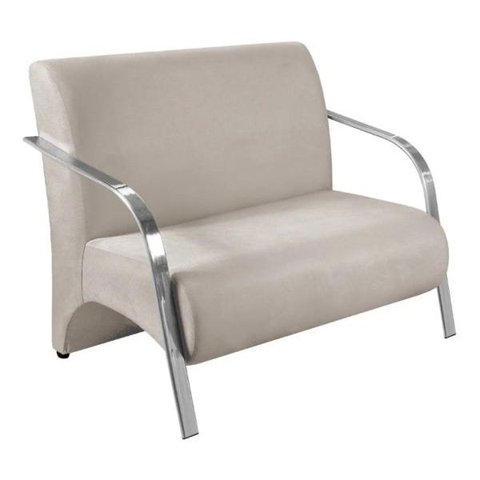 Poltrona Namoradeira 2 Lugares com Braços em Alumínio - Bege Claro