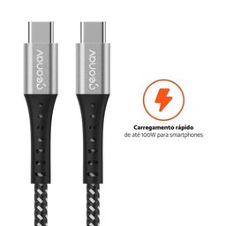 Cabo Usb-c para Usb-c Geonav 1,2m Nylon Trançado Preto 1,20m - 4