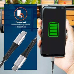Cabo Usb-c para Usb-c Geonav 1,2m Nylon Trançado Preto 1,20m - 3