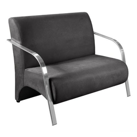 Poltrona Namoradeira 2 Lugares com Braços em Alumínio - Cinza
