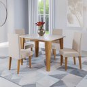 Ver imagem 1 de Mesa de Jantar 4 Lugares Latina Mel/Blonde/Linho Bronze - Viero Móveis