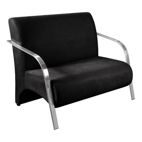 Poltrona Namoradeira 2 Lugares com Braços em Alumínio - Preto